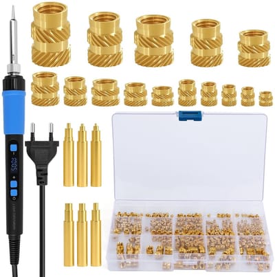 Set van 257 Draad Inserts en Soldeertips met 90 W Soldeerbout, Instelbare Temperatuur, Geschikt voor M2 tot M6 Draad en Soldeerprojecten