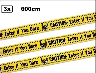 3x Afzetlint ENTER IF YOU DARE 600cm - Griezel thema feest party horror markeerlint carnaval