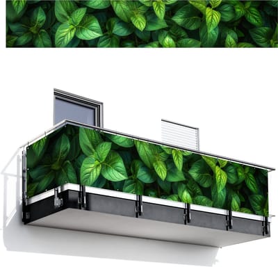 Balkonscherm 500x85 cm - Balkonposter Bladeren - Planten - Groen - Klimop - Balkon scherm decoratie - Balkonschermen - Balkondoek zonnescherm