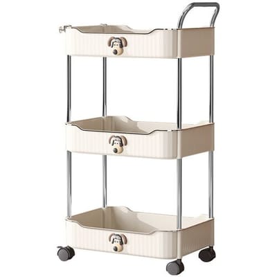 Maxcook 3-laags rollende gereedschapswagen met handvat, multifunctionele opbergwagen met wielen, wit
