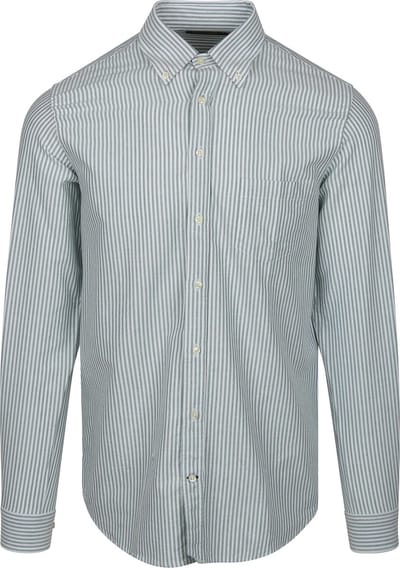 Steppin' Out Overhemd Oxford Borstzak Streep Lichtgroen - Maat XXL - Heren - Casual Shirt