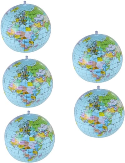 Strandballen Set - Opblaasbare Ballen - Zomer Pret - Wereld Bol Design - 30cm Diameter - Meerdere Kleuren