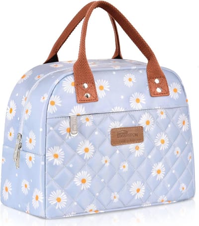 Geïsoleerde lunchtas voor volwassenen - Perfecte koeltas voor school, picknick of reizen (blauw madeliefje)