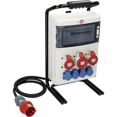 Brennenstuhl draagbare stroomverdeler / verdeelblok (1x32A + 2x16A CEE contactdozen, 2m kabel, voor gebruik op de bouwplaats en permanent gebruik buiten, met FI-stekker)