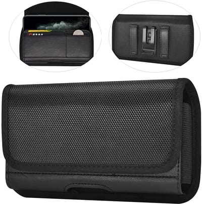 Riem Holster Hoesje Nylon - Universeel Telefoonhoesje Holster 5.5 inch Hoesje Geschikt Voor iPhone 17 / 17 Pro / 16 / 16 Pro / 15 / 15 Pro / 14 / 14 Pro / Samsung A14 / A15 - Zwart