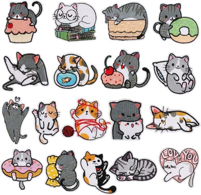 Famanu - Set van 18 dierenpatches, geborduurd en opstrijkbaar voor shirts, jeans of rugzakken – Multicolor