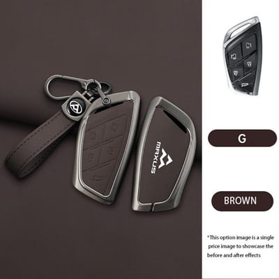Zinklegering Leer Auto Sleutel Tasje Hoesje Portemonnee Houder Sleutelhoes Sleutel Auto Voor Maxus G90 Mpv Mifa 9 Accessoires gray