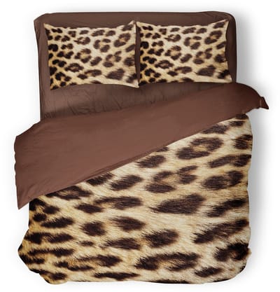 Eleganzzz Dekbedovertrek Jungle Chic - Brown - Dekbedovertrek 200x200/220cm - Micropercal -Tweepersoons - Dekbedovertrekken - Panterprint Dekbedovertrek