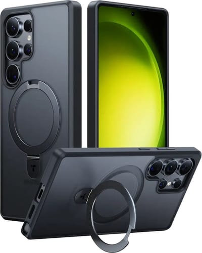 TORRAS Hoesje Geschikt voor Samsung Galaxy S25 Ultra - UPro Ostand Pro - Compatibel met MagSafe / Qi2 - Back Cover met Magneet - Ring Standaard - Zwart