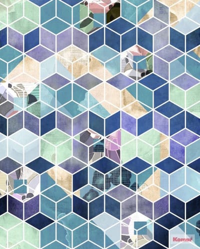Komar Pure | geometric blue | art deco | fotobehang op vlies 200x250cm