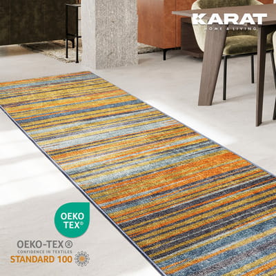 FLOORDIREKT Vloerkleed Op Maat Calama - Multi Loper - Modern Antislip Woonvloerkleed - Geel-Oranje - 80 x 550 cm