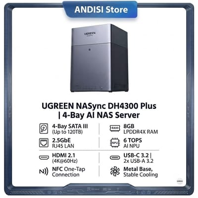 UGREEN NASync DH4300 Plus 4-bay NAS Private Cloud Opslagkast Rockchip 8-Core CPU 8GB RAM 2.5GbE LAN 4K HDMI 120TB Persoonlijke Cloud Server