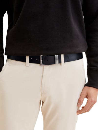 Tom Tailor - TTHARRY leren riem met vierkante gesp - Maat 80 - black uni
