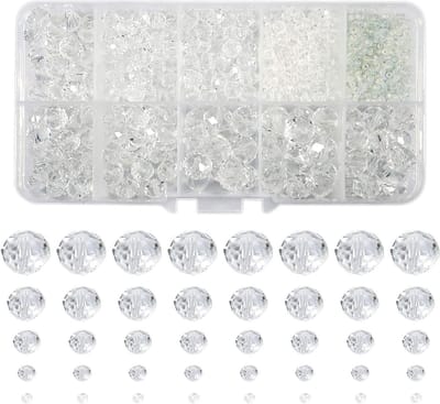 1000 Stuks Ronde Kristallen Kralen van Glas in Diverse Maten voor Sieraden Maken, DIY Armbanden en Kettingen, Handgemaakt Ambachtelijk Werk