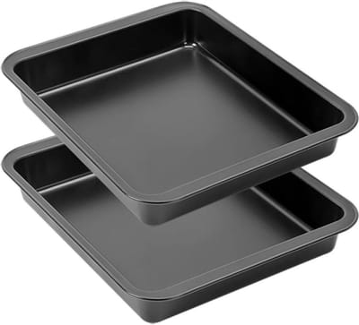 Vierkante Cake-Pan Vorm - Bakvorm Braadpan - Anti-Aanbaklaag - Koolstofstaal - Set van 2 - 25 x 25 cm