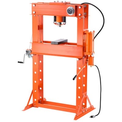 VEVOR 20 t hydraulische werkplaatspers (H-frame) met persplaat, verstelbare hydraulische pers (max. cilinder 185 mm) met driehoekige ondersteuning, geschikt voor buigen, richten en ponsen Oranje