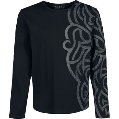 Black Premium by EMP Shirt met lange mouwen - Langarmshirt mit großem Ornament - S tot 5XL - voor Mannen - zwart