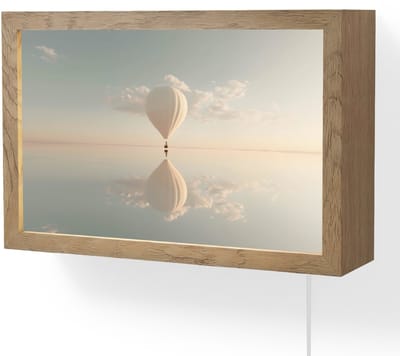 Wandlamp 30x20 cm - Oplaadbaar - Luchtballon - Wolken - Water - Blauw - Wandlampen binnen woonkamer - Slaapkamer lamp met kabel - Decoratieve nachtlamp - Vloerlamp snoer