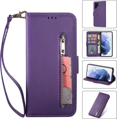 Luxe Telefoonhoesje geschikt voor Samsung Galaxy S24 Ultra | Hoogwaardig Leren Bookcase | Lederen Wallet Case | Pasjeshouder | Paars