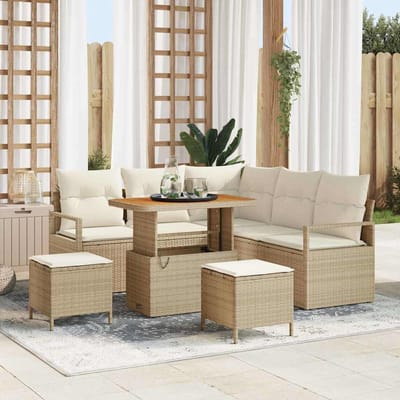 vidaXL - Tuinbank - Set - 8 - st - 7-Aantal - zitplaatsen - Beige - en - Crème