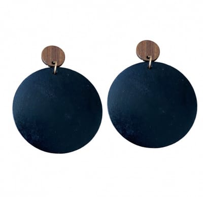 Clip oorbellen- hout -zwart- bruin -6 cm- geen gaatje- lang- Charme Bijoux