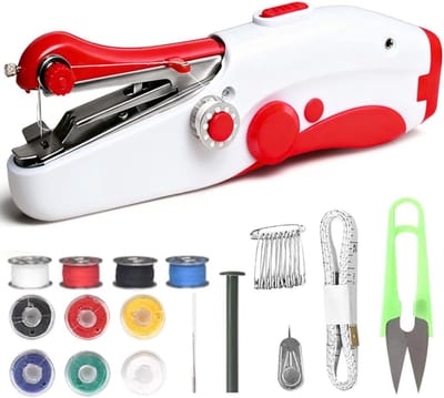 Handnaaimachine - Elektrische Mini-Handnaaimachine - Draagbare Elektrische Naaimachine - Handnaaimachine Met Naaiaccessoires - Licht En Gebruiksvriendelijk Voor Beginners - Ideaal Voor Kleding - Gordijnen - Doe-Het-Zelf - Op Reis - (Rood)