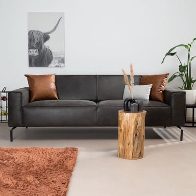 Bronx71® Industriële bank 3-zits Kansas eco-leer antraciet