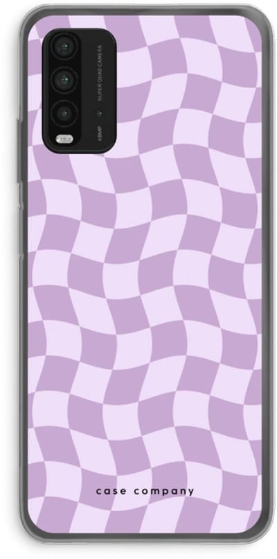 Case Company® - Hoesje geschikt voor Xiaomi Redmi 9T hoesje - Grid Paars - Soft Cover Telefoonhoesje - Bescherming aan alle Kanten en Schermrand