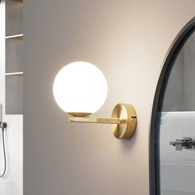 Lucande - Wandlamp - 1licht - Staal, glas - H: 16.7 cm - G9 - messingkleurig