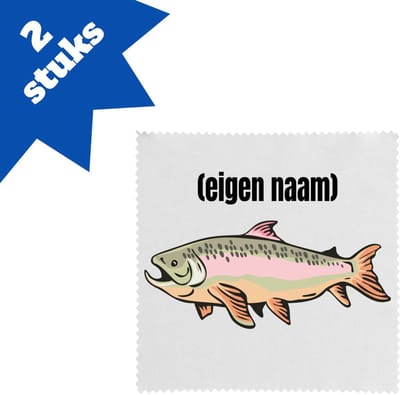 Akyol - vis met eigen naam brillendoekjes - Vis - vissen liefhebbers - iemand die houdt van vissen - verjaardag - cadeau - kado - 17,8 bij 17,8 cm - 2 stuks