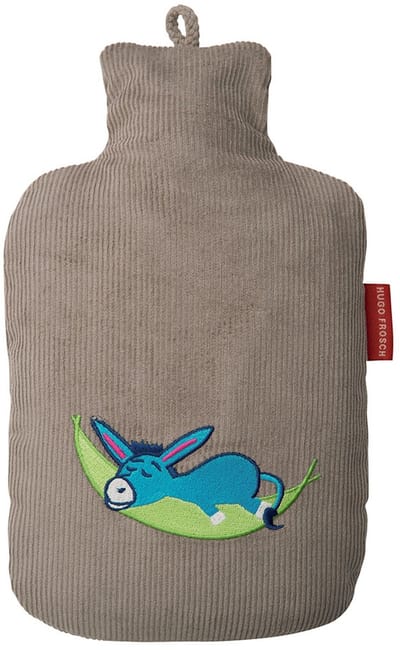 Hugo Frosch warmwaterkruik ezel 0,8 L - Kinderkruik 23x14 cm - warm grijs