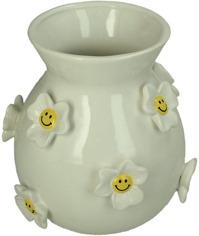 Vase Flower Smiley Dolomite White 19.7x19x20.2cm