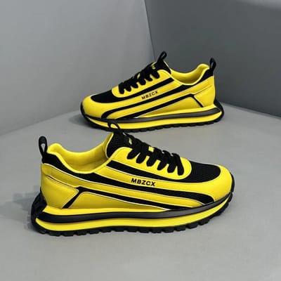 Nieuwe Heren Mesh Sneakers Ademende Hardloopschoenen Luxe Sport Casual Tennis Trainingsschoenen voor Mannen 39 geel