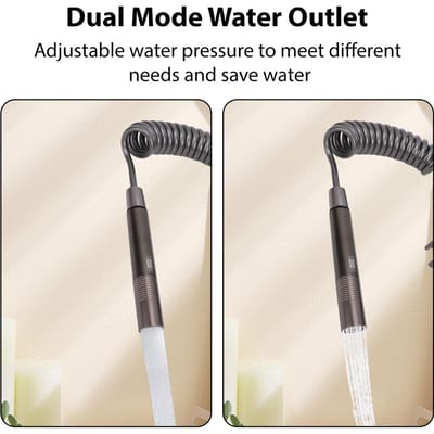 Kit de pulvérisateur bidet portatif avec vanne à double commande Robinet de toilette multifonction en cuivre Montage mural noir