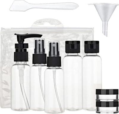 HGMD Reisflesjes Met Etui - 11 Delig - Reisaccessoires - Reisflacons - Cosmetica Potjes - Reis Flesjes - Reisverpakking - Toilettas