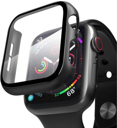 MY PROTECT - Hoesje Geschikt Voor Apple Watch 44mm - Bescherm Case & Screenprotector In 1 - Zwart