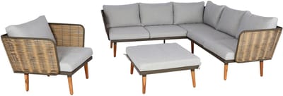 Tuinset MCW-L31, set lounge-set bank outdoor, gesponnen poly metaal polyrotan MVG-gecertificeerd ~ lichtgrijs