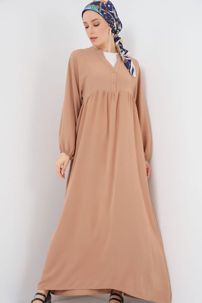 V-hals Knop Maxi Jurk