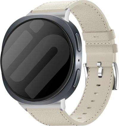 Strap-it Leren Bandje Beige – Stijlvol, Comfortabel & Duurzaam geschikt voor Samsung Galaxy Watch 9 (40/44mm) / Watch 8 (40/44mm) / 8 Classic (46mm)