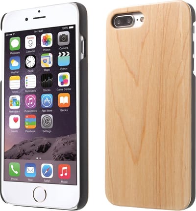 Peachy Licht houten hoesje wood case geschikt voor iPhone 7 Plus 8 Plus - Lichtbruin