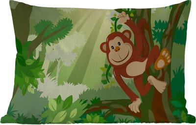 Buitenkussens - Aap - Jungle - Jongens - Meisjes - Bloemen - Kids - 60x40 cm - Weerbestendig