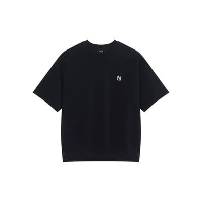 T-shirt Manches Courtes Col Rond Coupe Ample Style Vintage Américain Imprimé Logo Uni MLB New York Yankees Unisexe Noir 3ARSB1243-50BKS XS black