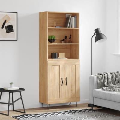 vidaXL - Hoge - kast - 69,5x34x180 - cm - bewerkt - hout - sonoma - eikenkleurig