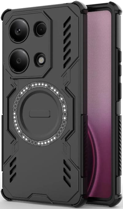 Hoesje geschikt voor Xiaomi Redmi Note 14S/13 Pro / Xiaomi Poco M6 Pro - Phonesta Shield Armor Back Cover - Geschikt voor MagSafe - Zwart