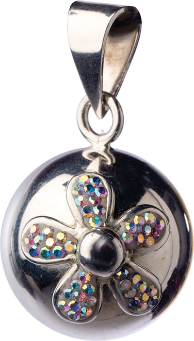 Babylonia - Bola - zwangerschapsketting - met koordje - Zilver met glitter bloem - One size