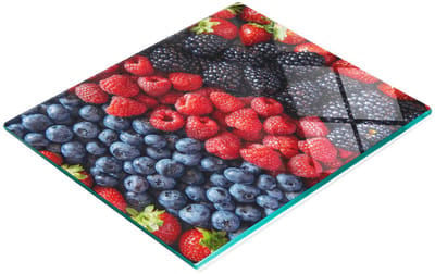 Keukenplank van gehard glas met decoratieve bosvruchtenafbeeldingen, 60x52 cm