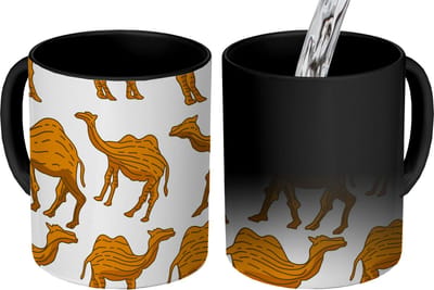 Magische Mok - Foto op Warmte Mokken - Koffiemok - Kameel - Hout - Patronen - Magic Mok - Beker - 350 ML - Theemok