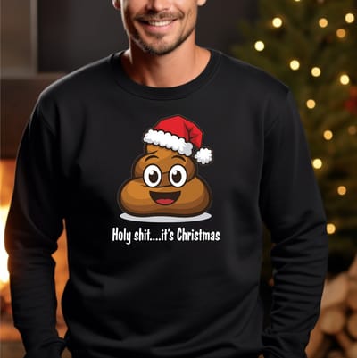 Foute kersttrui- Uniseks- Zwarte kerst sweater maat M- Holy shit.. it's Chritmas sweater. kerstmis