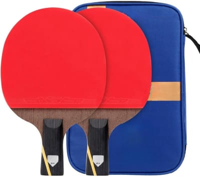 Tafeltennis Racket Set - Pingpong Paddles - Club Training - Verbeterd Carbon Ontwerp - 2 Stuks - Rood en Zwart