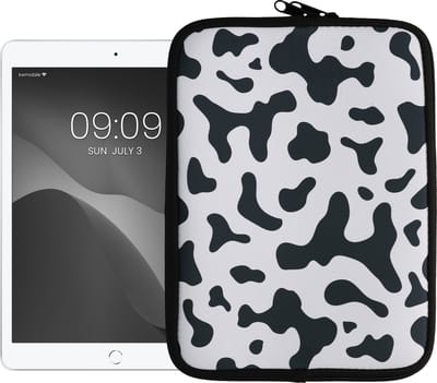 kwmobile universele tablethoes - Stevige en stijlvolle hoes voor tablets - Neopreen tablet sleeve - Compatibel met 9,7"-11" Tablet - Koeien Patroon design